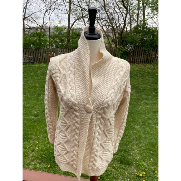 Cream Cable Knit Cardigan - Picture 2 of 7